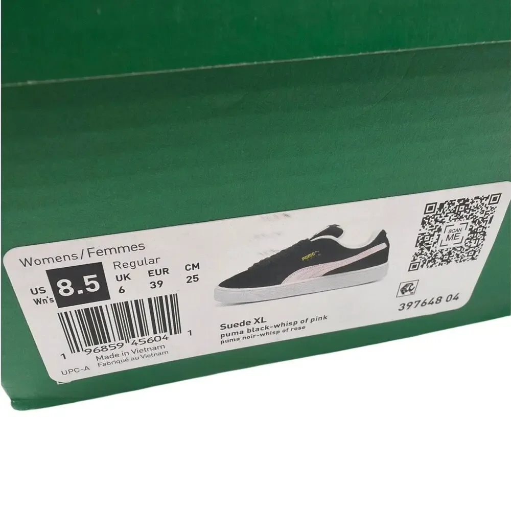 Puma Women's Black-Whisp Of Pink Suede XL Sneakers Size 8.5